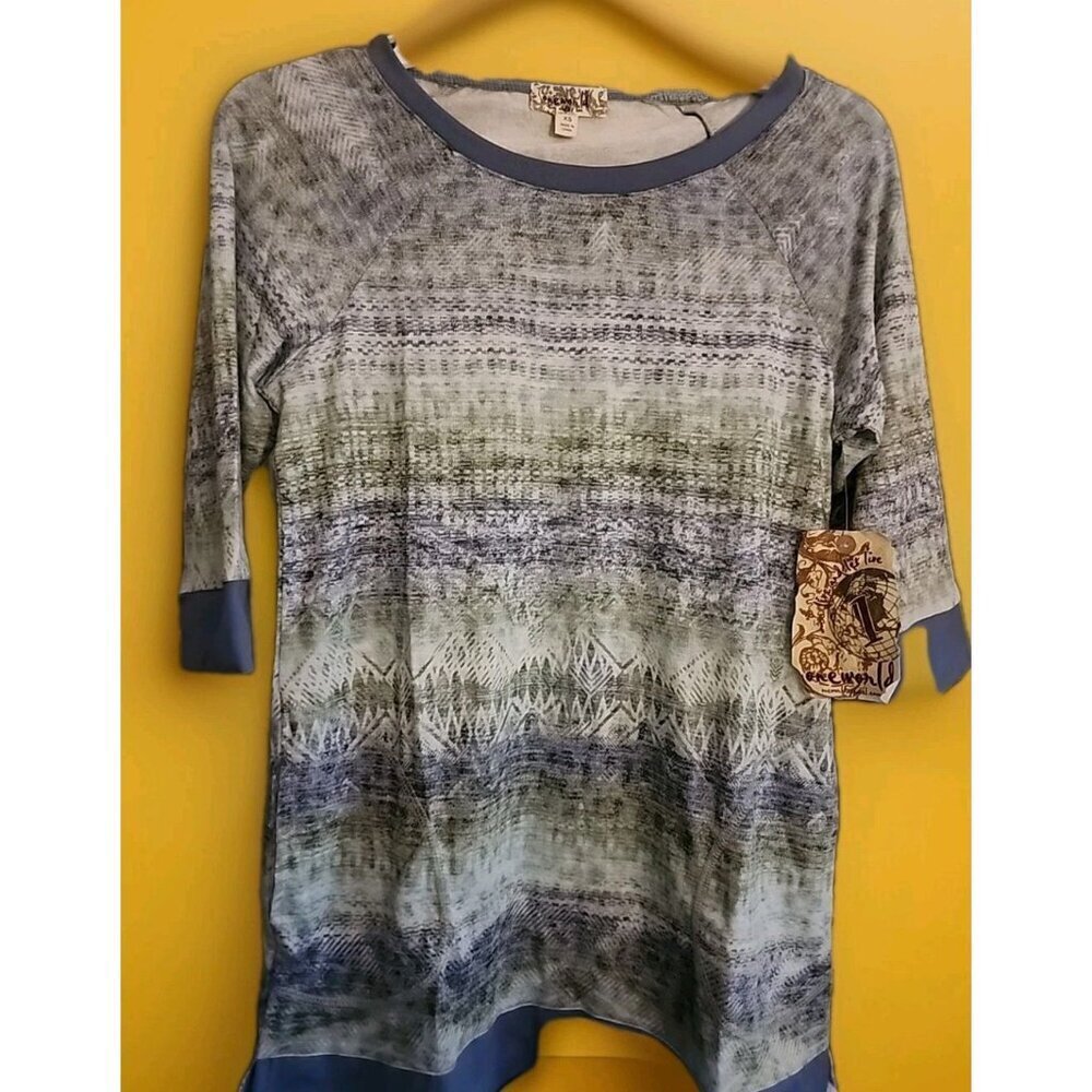 OneWorld Blouse Womens XS Boho Peasant Top Multicolor Festive A97 Nwt‎ raglan